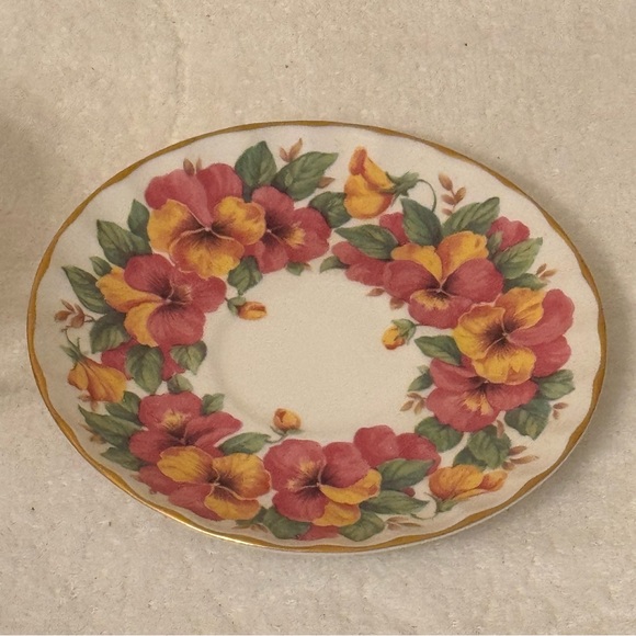 Crown Trent Staffordshire England Multi Colored Roses Cup & Saucer Set - Picture 4 of 7
